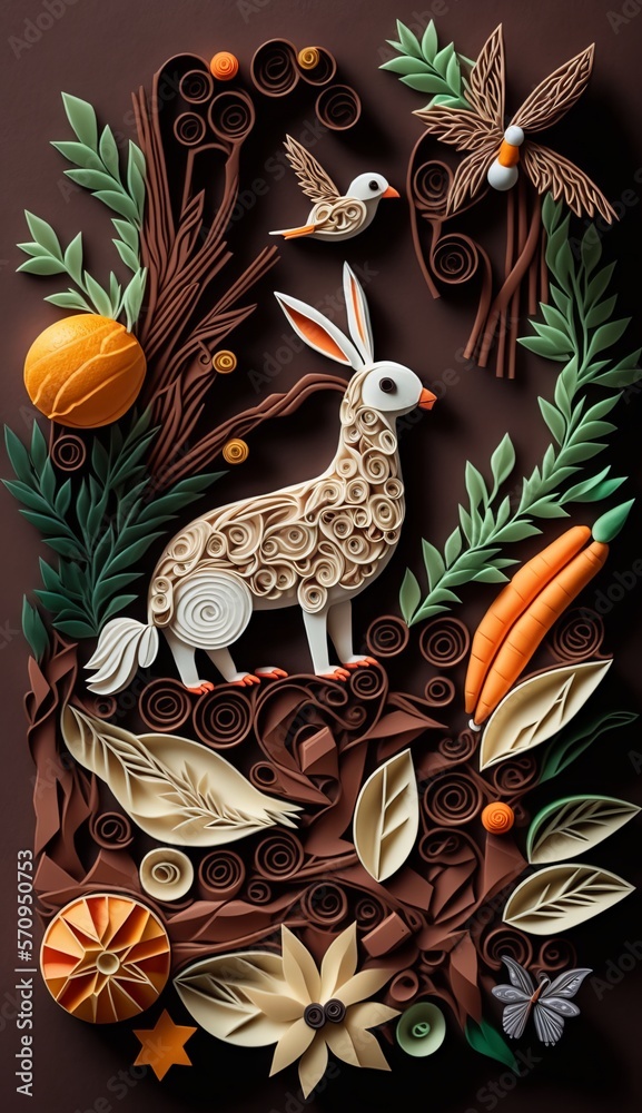 Easter Concept. Cute Paper Cut Art. AI generative. Easter Concept. Cute Paper Cut Art. AI generative.