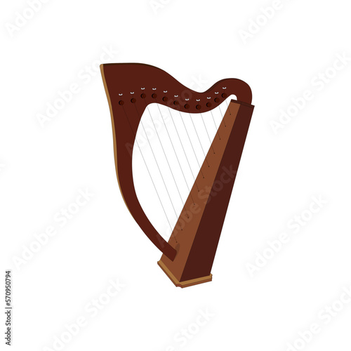 Harp isolated vector illustration