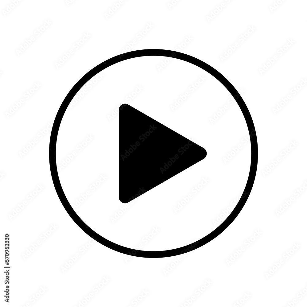 Black play button icon isolated on transparent background. Black play button icon isolated on transparent background.