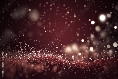 Defocused abstract maroon lights background, bokeh lights , concept. Maroon texture. Maroon and silver glow particle abstract background. Generative AI. photo