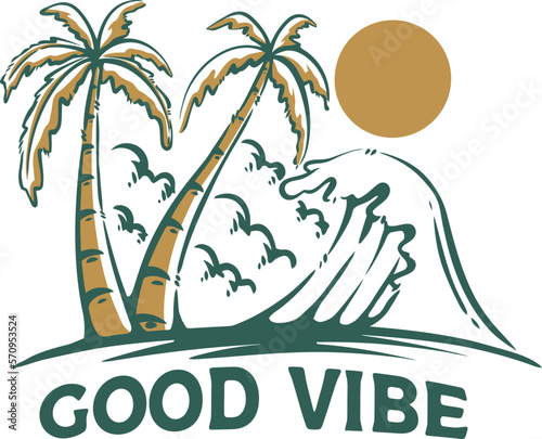 tropical island with palms, waves, surfing, holiday, summervibe, sunset, traveler