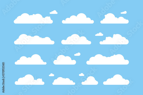 Cloud illustration. set of clouds flat illustration. cartoon style vector. abstract bubble sky icon