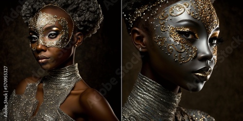 Afroamerikanische Frau aus den Südstaaten mit Maske im Portrait, ai generativ