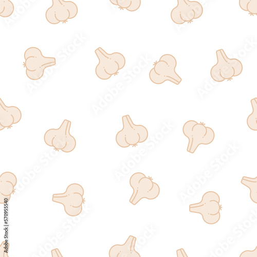 A simple pattern with garlic on a white background.
