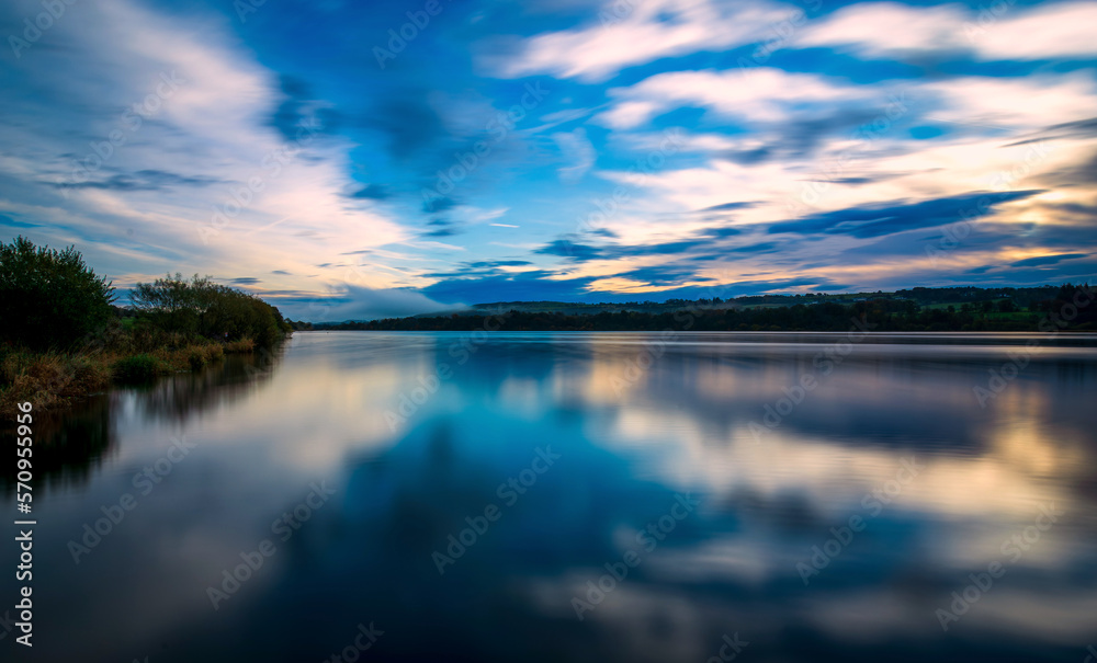 A blue start to the day, Castle Semple Loch, Lochwinnoch, Renfreshire, Scotland, UK