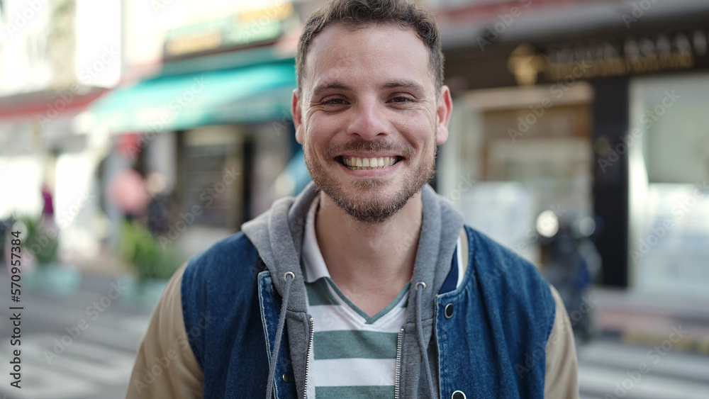 Young caucasian man smiling confident at street Young caucasian man smiling confident at street