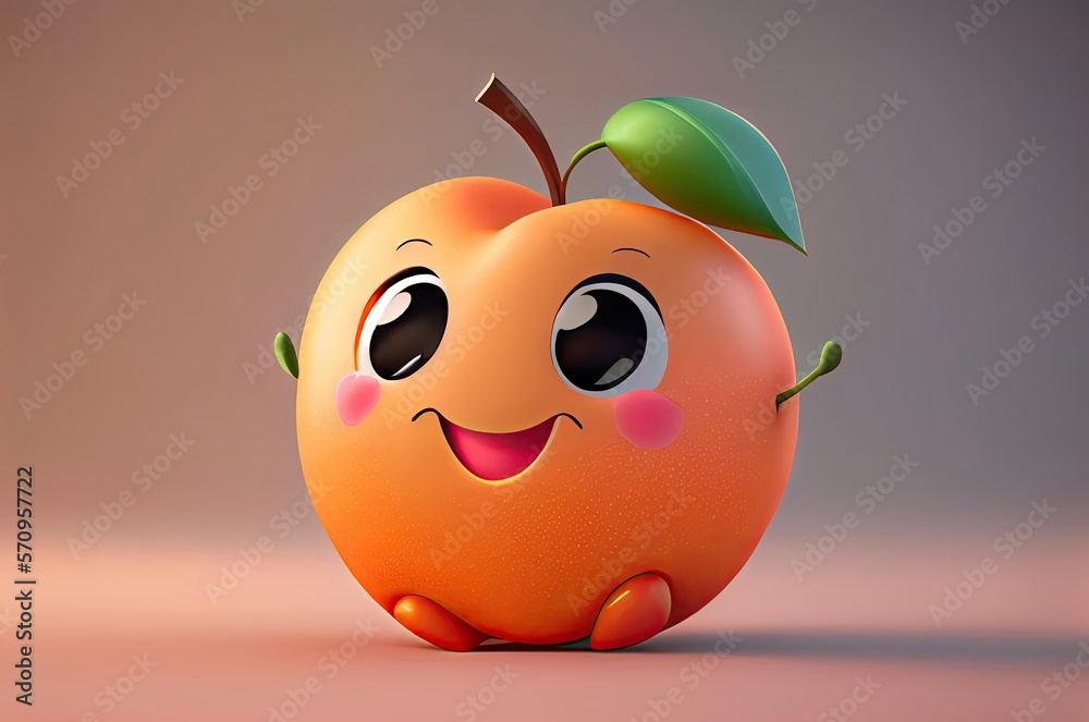 Peach Cutesy Food Object Generative AI Peach Cutesy Food Object Generative AI