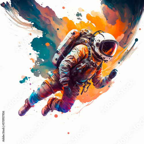 Illustration of a skydiver with opened parachute in the air. High quality illustration