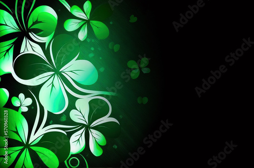 St. Patrick's Day abstract green background decorated with shamrock leaves. Patrick Day pub party celebrating Generative AI