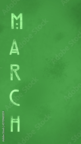 Green Grunge Phone Wallpaper with 'March' in Hill House Font