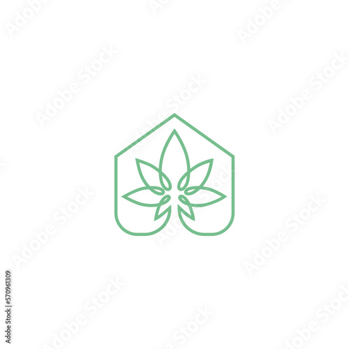A negative space Cannabis plant in the of a house