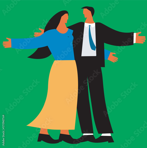 Wallpaper Mural A man in a suit and a woman are happy to meet each other
 Torontodigital.ca