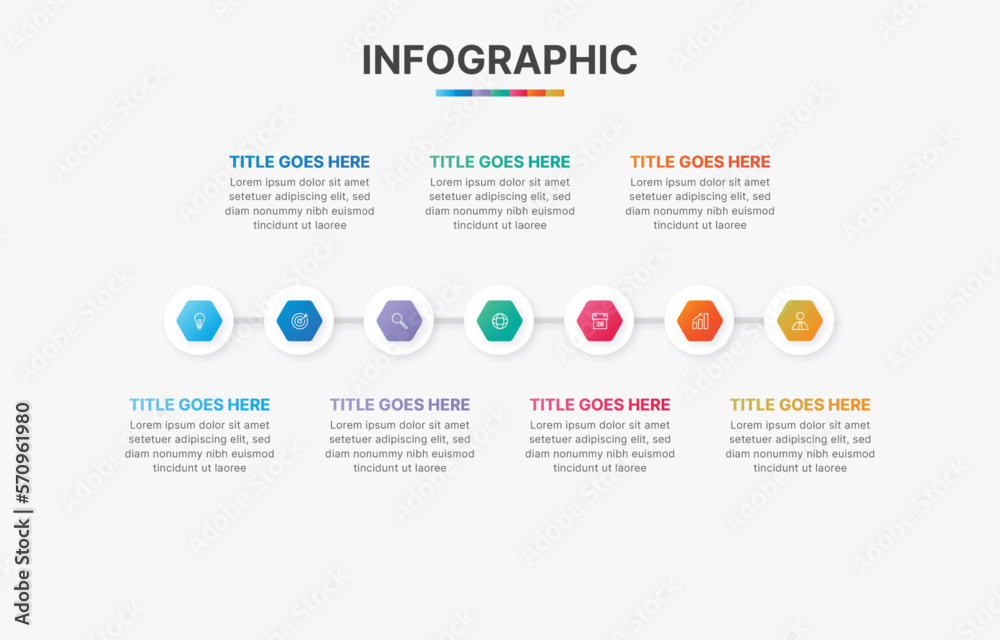 Fototapeta premium 7 Steps Options Timeline Business Infographic Template Design