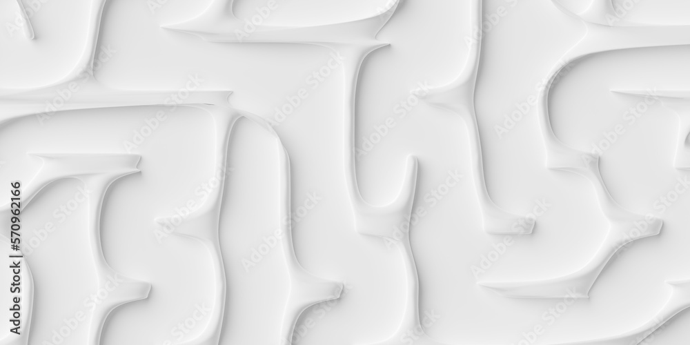 Obraz premium Offset white organic rounded lines shapes geometrical background wallpaper banner pattern