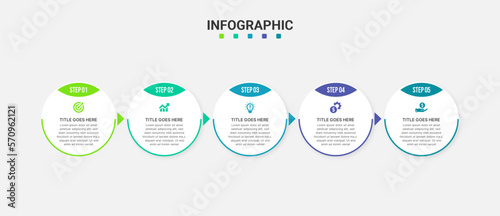 5 Steps Options Circle Timeline Business Infographic Template Design