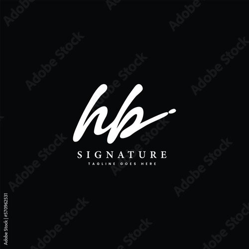 H, B, HB Initial letter handwriting and signature vector logo