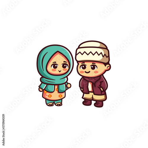 cute kawaii muslim kids cartoon