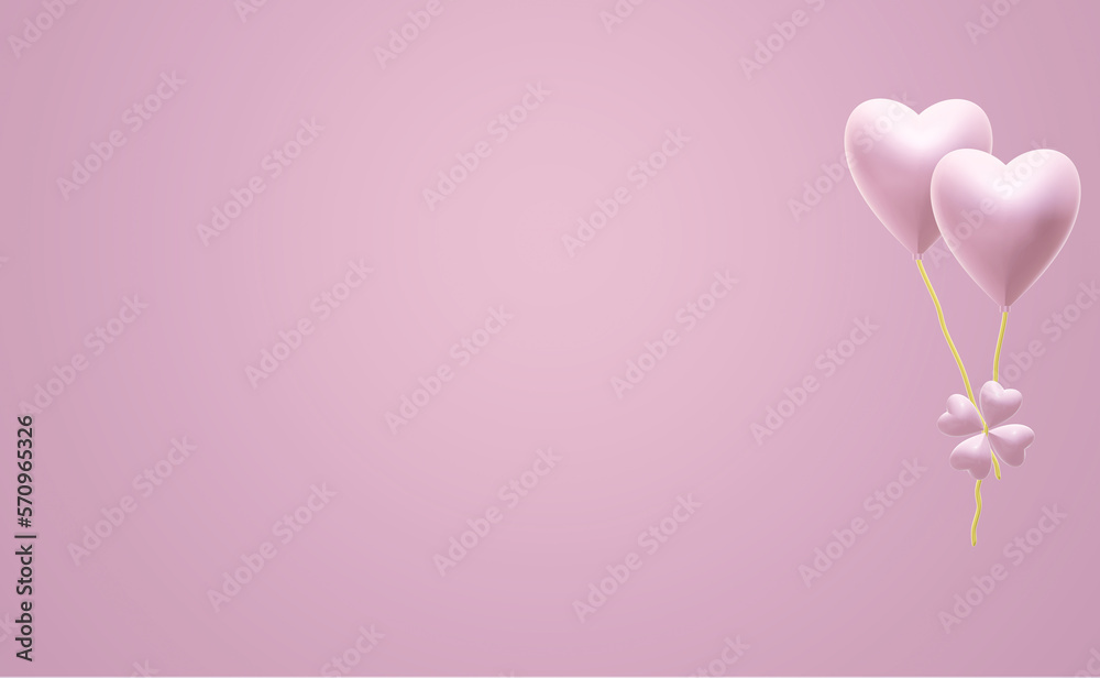 balloons pink heart pink background for love day valentine 3d illustration design