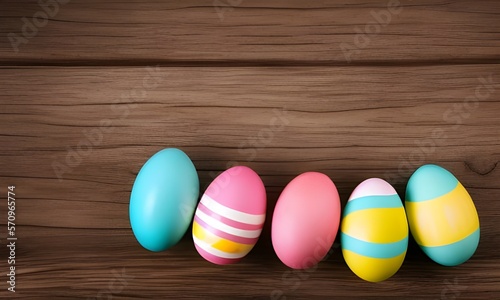 Wallpaper Mural oeufs de paques colorés table en bois Torontodigital.ca