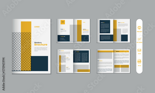 8 pages corporate modern brochure and company profile, magazine, portfolio template design