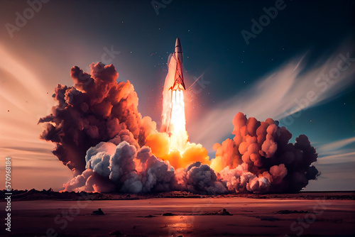 Spacex rocket launch. Generative AI photo