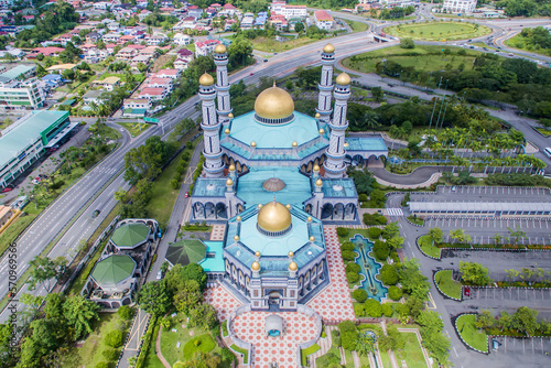 aerial view of mosque Jame' Asr Hassanil Bokliah at Brunei Darussalam photo