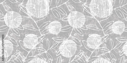 Floral brush strokes seamless pattern design for fashion textiles, graphics, backgrounds and crafts linen texture