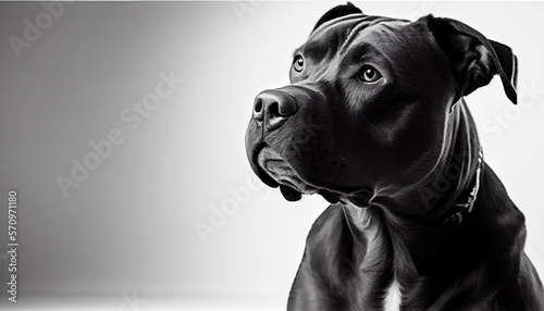 black Pitbull dog - digital illustration background 