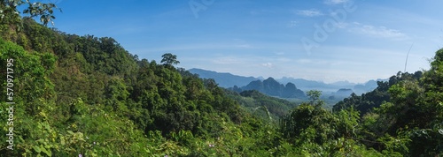 A panorama towards the jungle in the region of Khao Sok, Thailand. photo