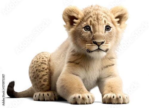 Lion cub  transparent background. Generative AI  