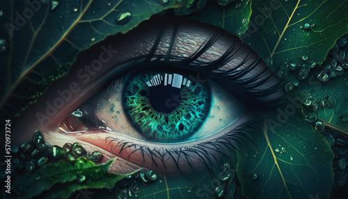 eye of the world, green eye symbolizing nature, IA