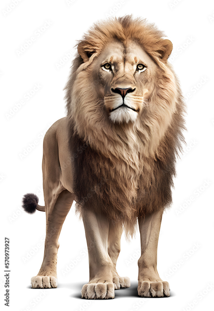 Lion, isolated on transparent background. Generative AI - obrazy, fototapety, plakaty 