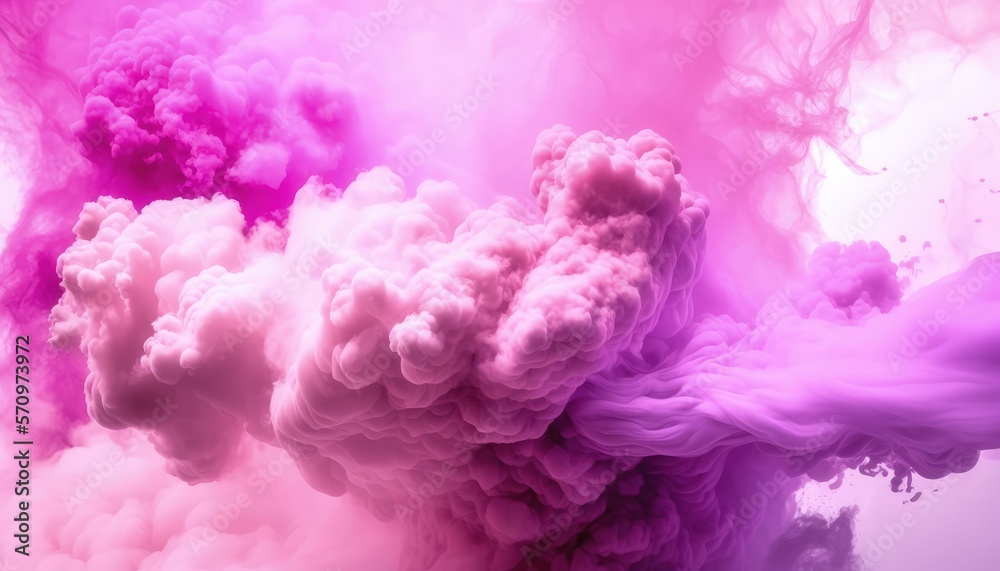 Abstrakter Hintergrund, dichte pinke Rauchwolken, Generative AI 