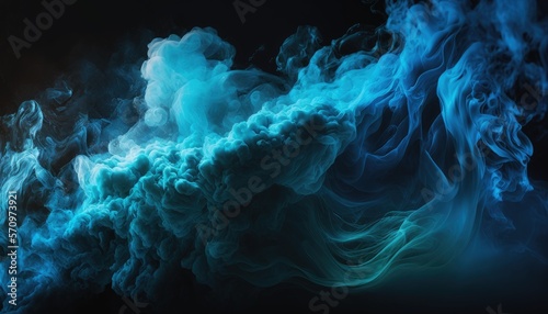 Abstrakter Hintergrund, dichte blaue Rauchwolken, Generative AI © Jennifer