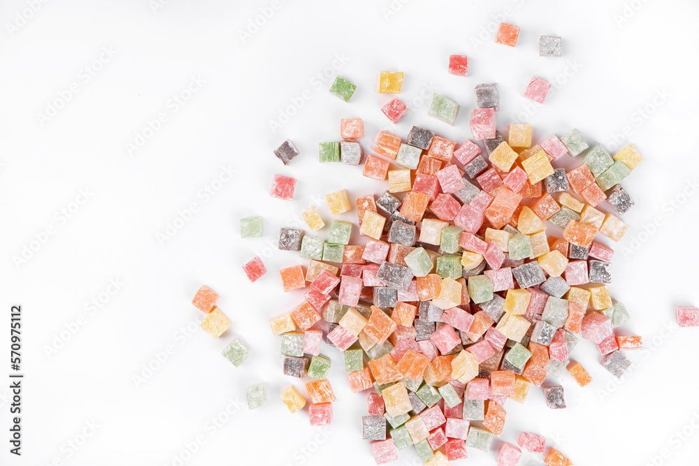 Mixed colorful fruit mix of different jelly candies Mixed colorful fruit mix of different jelly candies