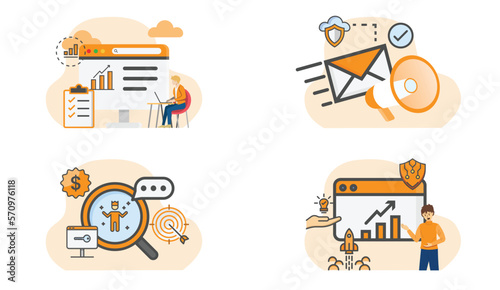 Set of Online marketing illustrations