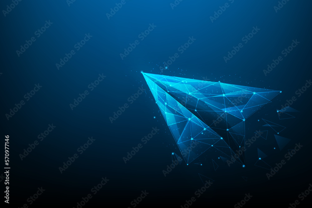 3d plane paper technology digital low poly. business goals start up. leadership to success. vector illustration fantastic.