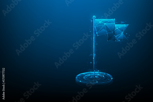 flag target achievement technology digital. business goal low poly wireframe. objectives in completing missions. aim success concept.