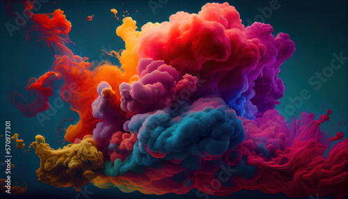 Clouds of colors exploding underwater, dramatic, clashing, magical, whimsical, abstract art