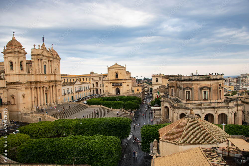 At Noto, Italy, On 08- 01-22, The Cathedral of Saint Nicholas viewed from thetower bell of San Carlo Borromeo