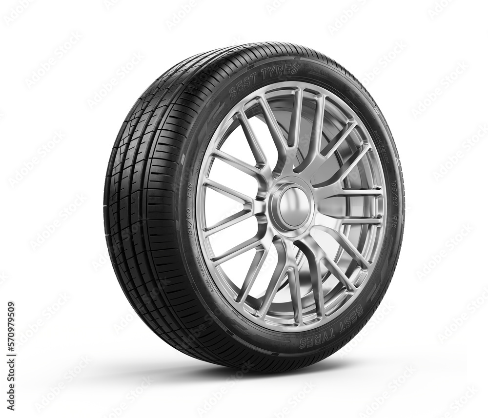 Car wheels isolated on a white background - 3d rendering