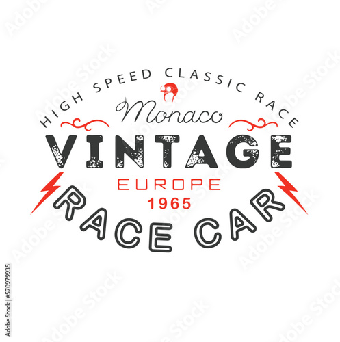 Vector vintage sports car racing, T-shirt Graphic, Vintage typography