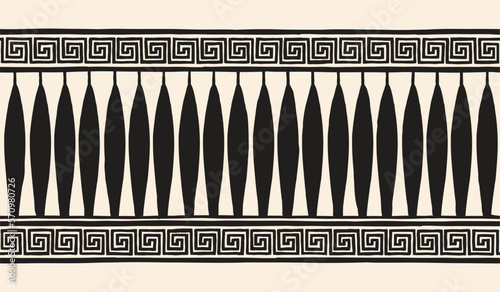 Seamless Ancient Greek national ornament isolated on beige background.