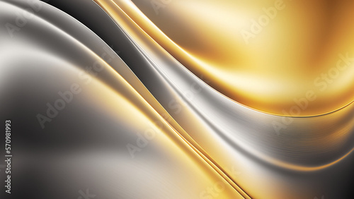 Elegant Gold and Silver Glowing Satin Background with Gentle Curves for Wallpaper, Background, Posters - Generative AI