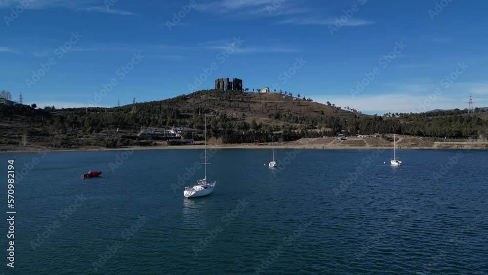 Incredible views of yachts and Lake Tbilisi Sea. Tbilisi, Georgia. The view from the drone! Incredible views of yachts and Lake Tbilisi Sea. Tbilisi, Georgia. The view from the drone!