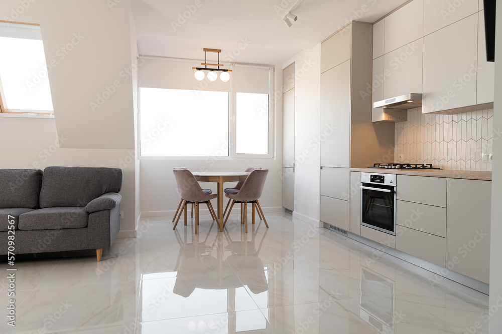Modern Contemporary kitchen room interior .white and wood material. real new interior design Modern Contemporary kitchen room interior .white and wood material. real new interior design