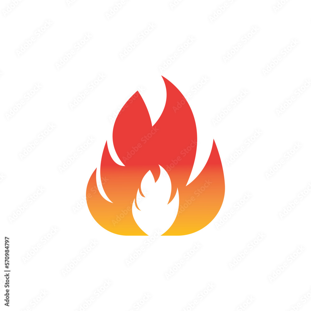 Fire, flame. Red flames in abstract style on a white background. Flat fire. Modern art isolated graphic. Fire sign. Vector Illustration Fire, flame. Red flames in abstract style on a white background. Flat fire. Modern art isolated graphic. Fire sign. Vector Illustration