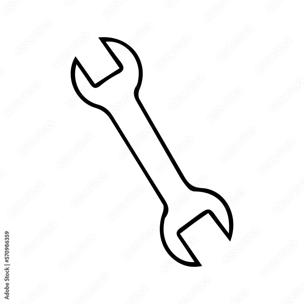 Wrench in cartoon style. Repair tools. Vector illustration on a white background.