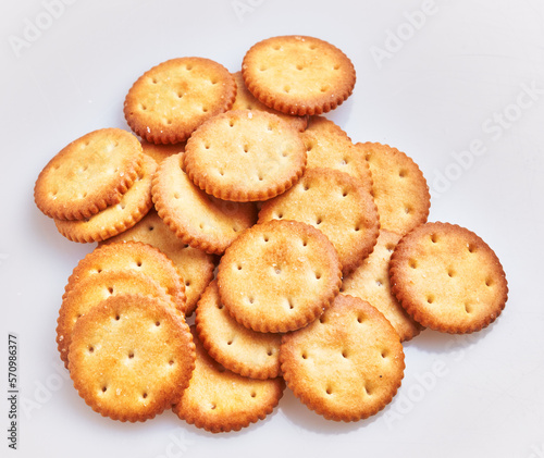  Delicious group of salty biscuits over isolated white background