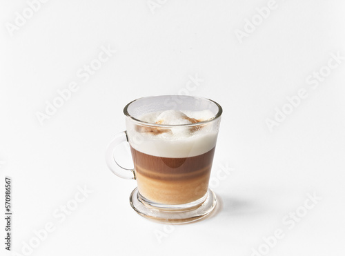  One cup of cappuccino coffee over white isolated background